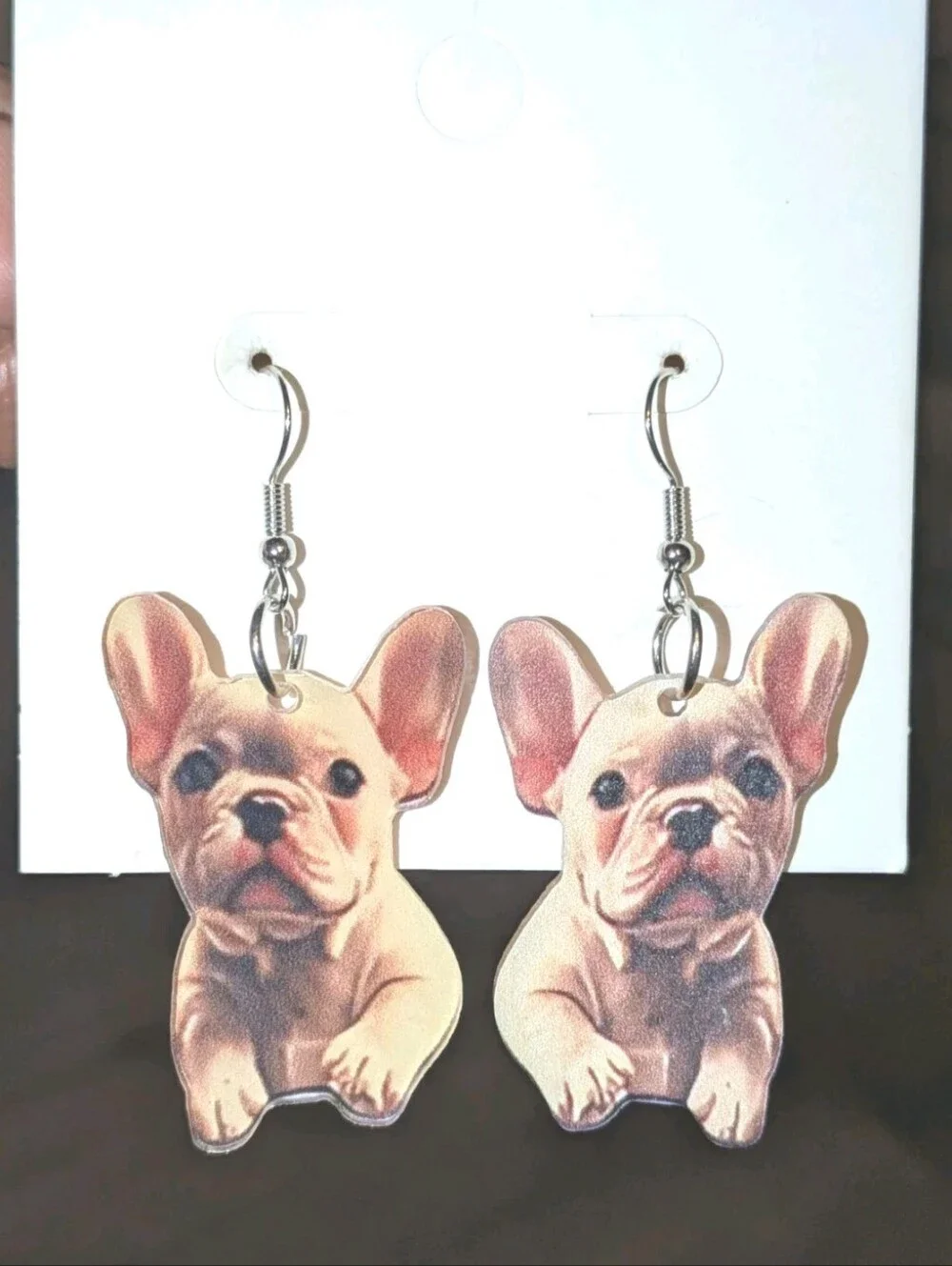 Hand Crafted French Bulldog Puppy Dangle Earrings For Women and Girls